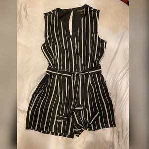 Black with white striped Romper